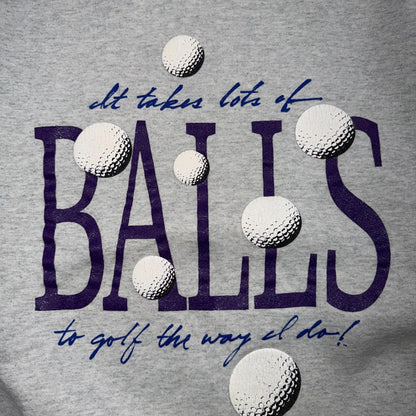 VTG Golf Balls Crewneck Sweatshirt USA Funny Humor Jokes FOTL 90s Quote Text