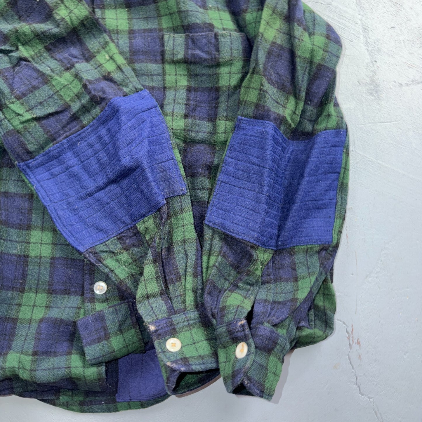 VTG 60s Golden Line Blackwatch Plaid Wool Shirt Loop Collar Rockabilly Japan