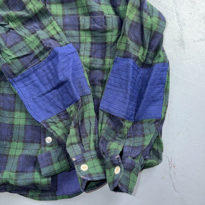 VTG 60s Golden Line Blackwatch Plaid Wool Shirt Loop Collar Rockabilly Japan
