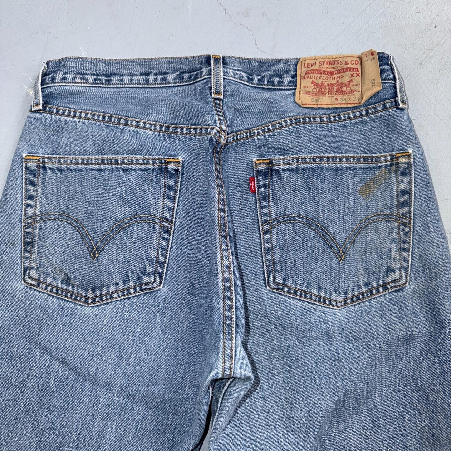Levis 501 Vintage Y2K 90s XX Straight Leg Jeans Blue Light Wash 34x34 Act 31x32