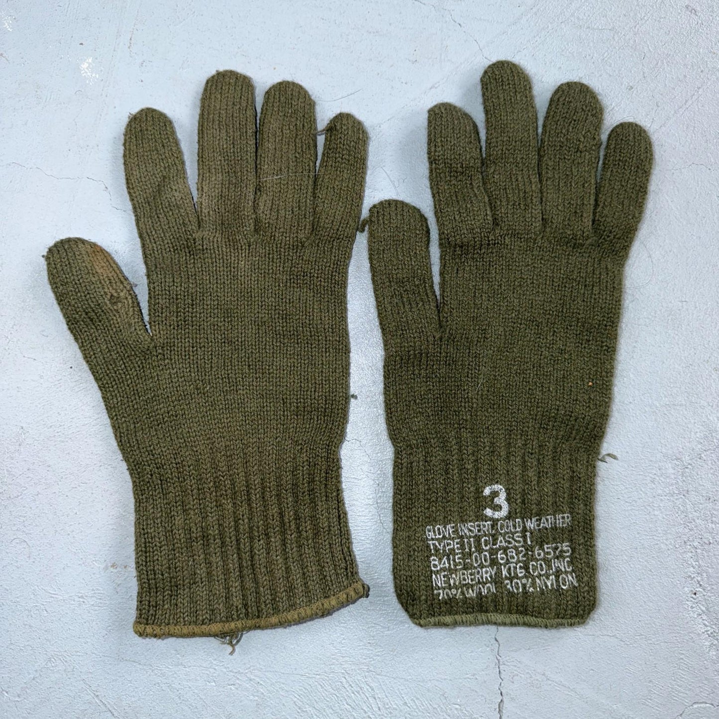 VTG Genuine US Army Military Glove Insert Liners Wool Warmers Size 3 70s