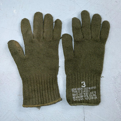 VTG Genuine US Army Military Glove Insert Liners Wool Warmers Size 3 70s