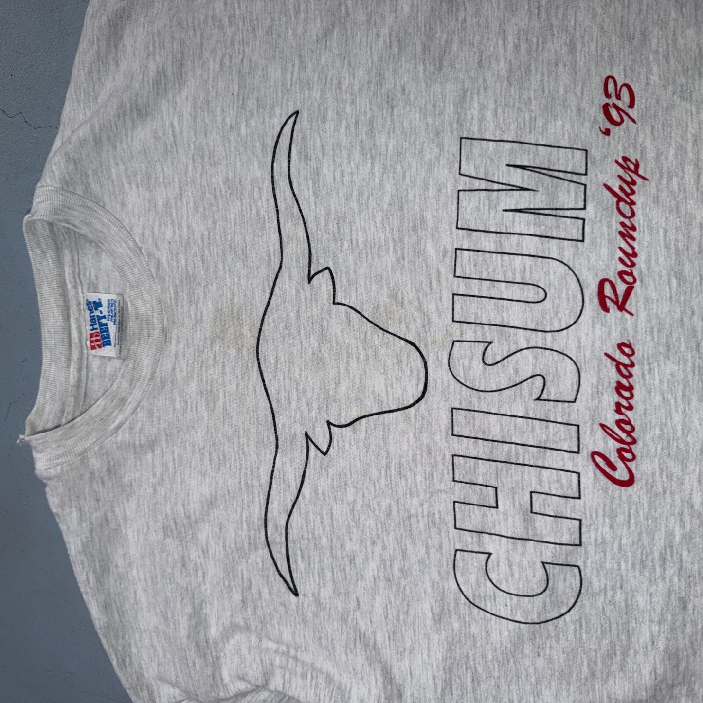 VTG 1993 Chisum Colorado Roundup T Shirt Hanes Beefy Longhorn Western Cowboy