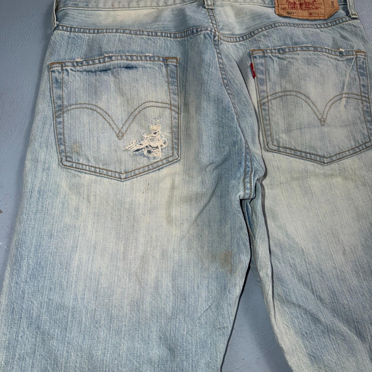 Levis 501 Vintage Y2K 90s XX Straight Leg Jeans Blue Light Wash 34x32 Act 33x32
