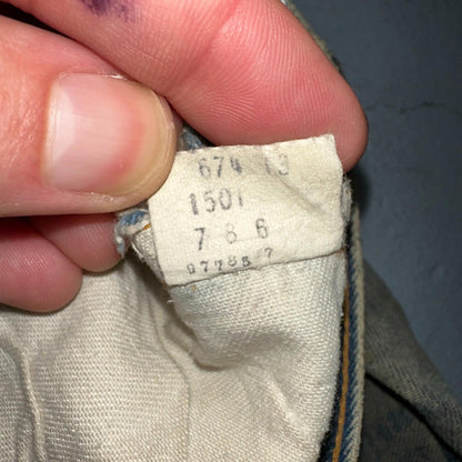 Levis 501 Vintage 80s Redline Selvedge USA XX Jeans Med Wash 34x38 Act 31x27