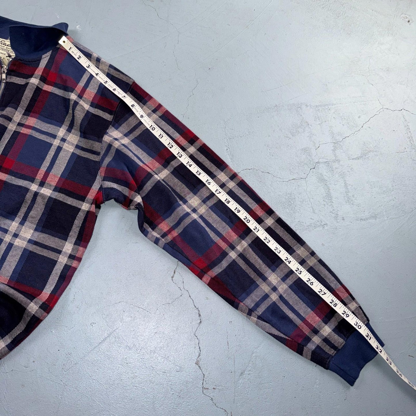 Vintage Eddie Bauer Plaid Quarter Zip Cotton Sweater Men’s M Red Blue Y2K
