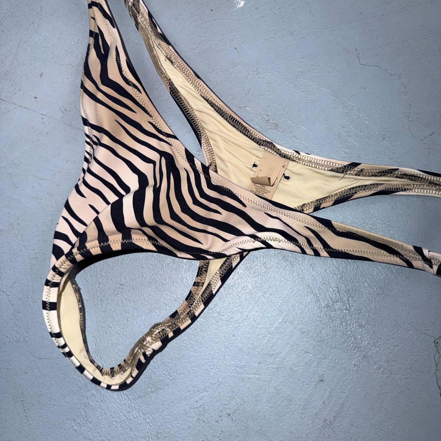 SKIMS SIGNATURE SWIM CHEEKY TANGA BOTTOM CHAMPAGNE LEOPARD PRINT SIZE M
