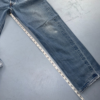 Levis 501 Vintage 90s USA XX Straight Leg Jeans Blue Light Wash 38x34 Act 34x29