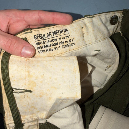 Vintage Military Pants Trousers Medium Regular 50s M1951 OG-108 Wool Mens 31x30