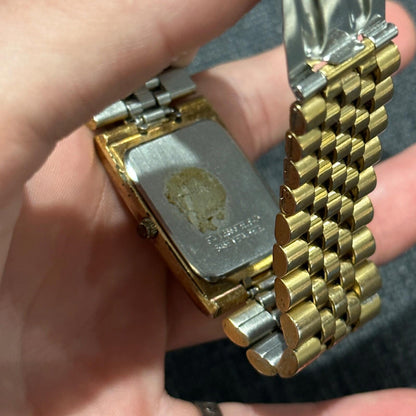 Ladies ELGIN Classic Gold Tone Petite Dress/Casual Bracelet Watch VTG Square