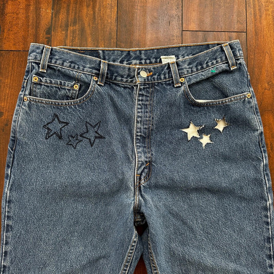 Levis 517 Vintage 90s USA Orange Tab Bootcut Flare Blue Jeans 38x32 Act 35x30
