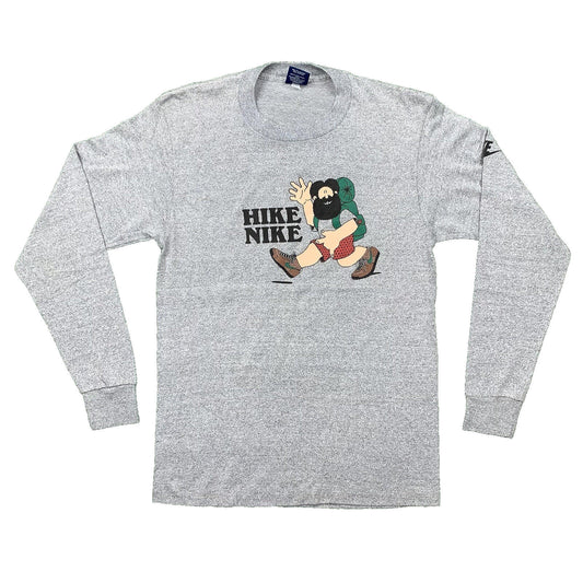 HIKE NIKE 80s Vintage T Shirt OG Rare Grail Geisha Rap Japan Gray Long Sleeve