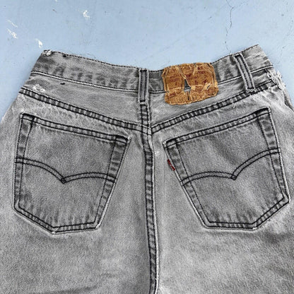 Levis 501 Vintage 90s USA XX Straight Leg Jeans Black Faded Grey Wash Act 25x30