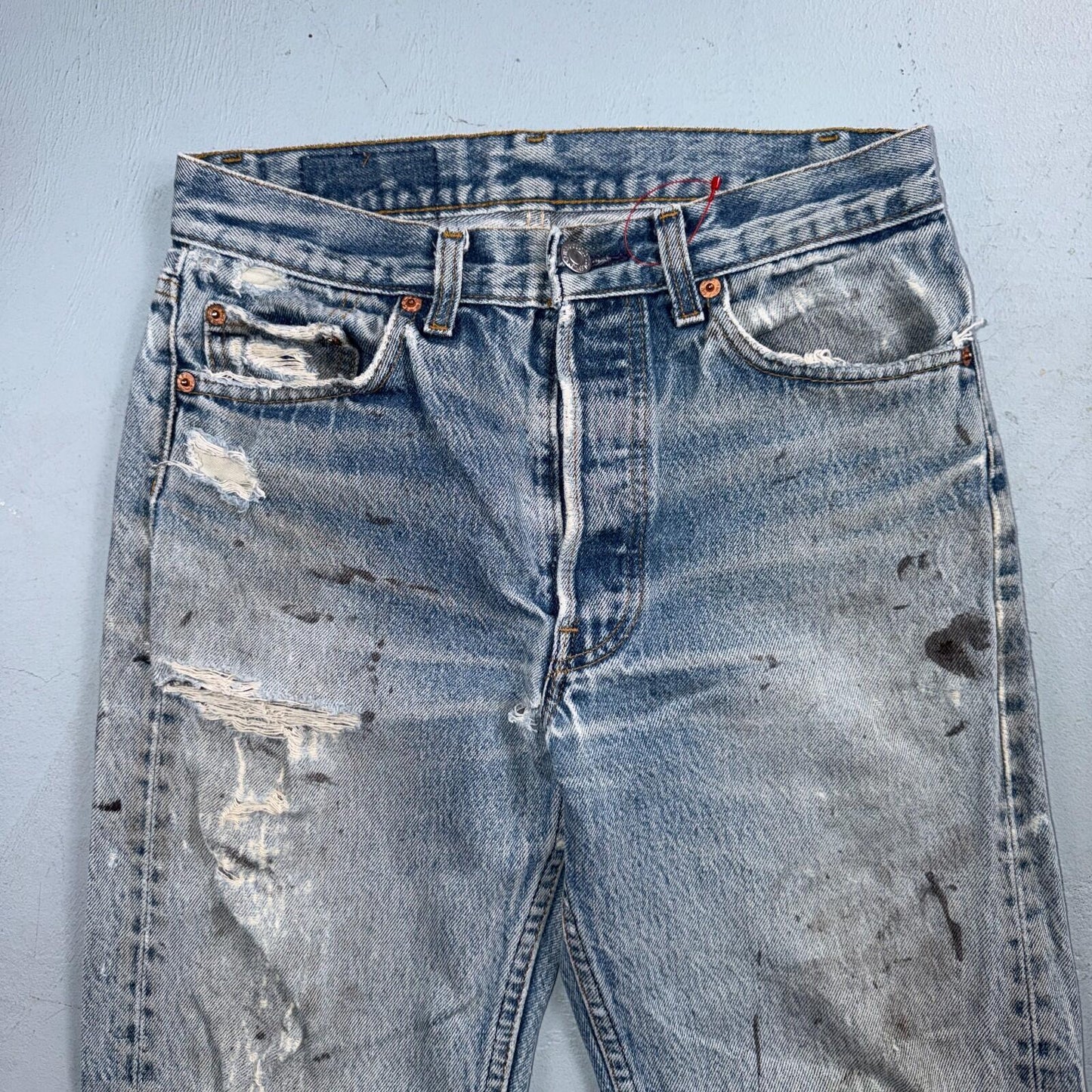 Levis 501 Vintage 90s USA XX Straight Leg Jeans Blue Light Wash 29x32 Act 28x28