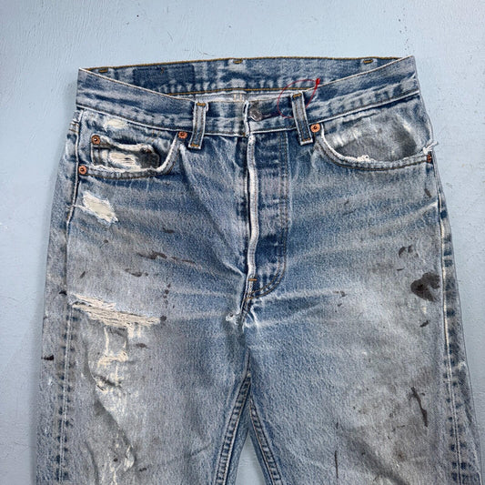 Levis 501 Vintage 90s USA XX Straight Leg Jeans Blue Light Wash 29x32 Act 28x28