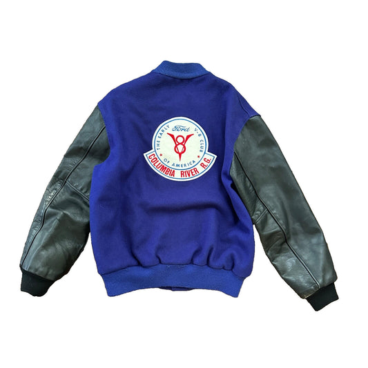Ford VTG Dehen Varsity Blue V8 Columbia River Letterman 70s Jacket Size 44
