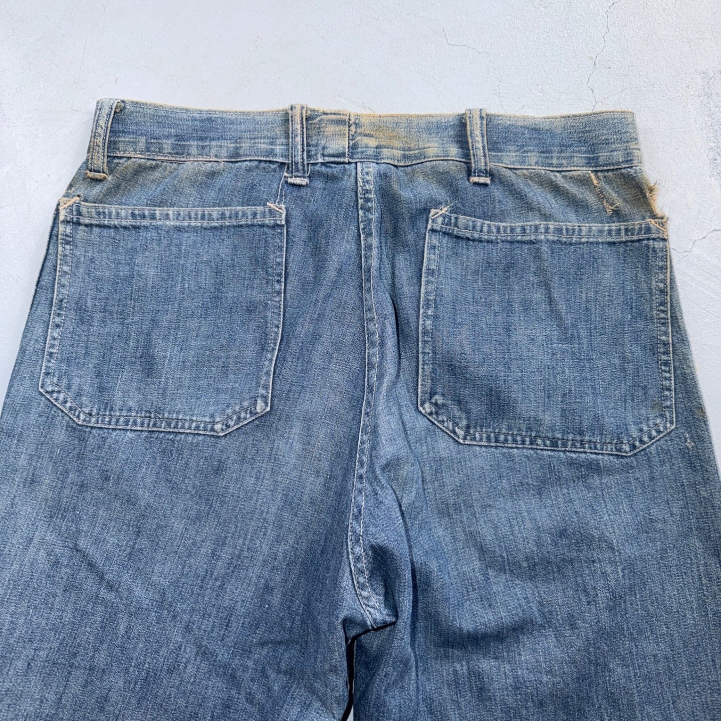 1940s WWII Navy Selvedge Denim Pants Seafarer Uniform Blue Jeans VTG 40s 30x28