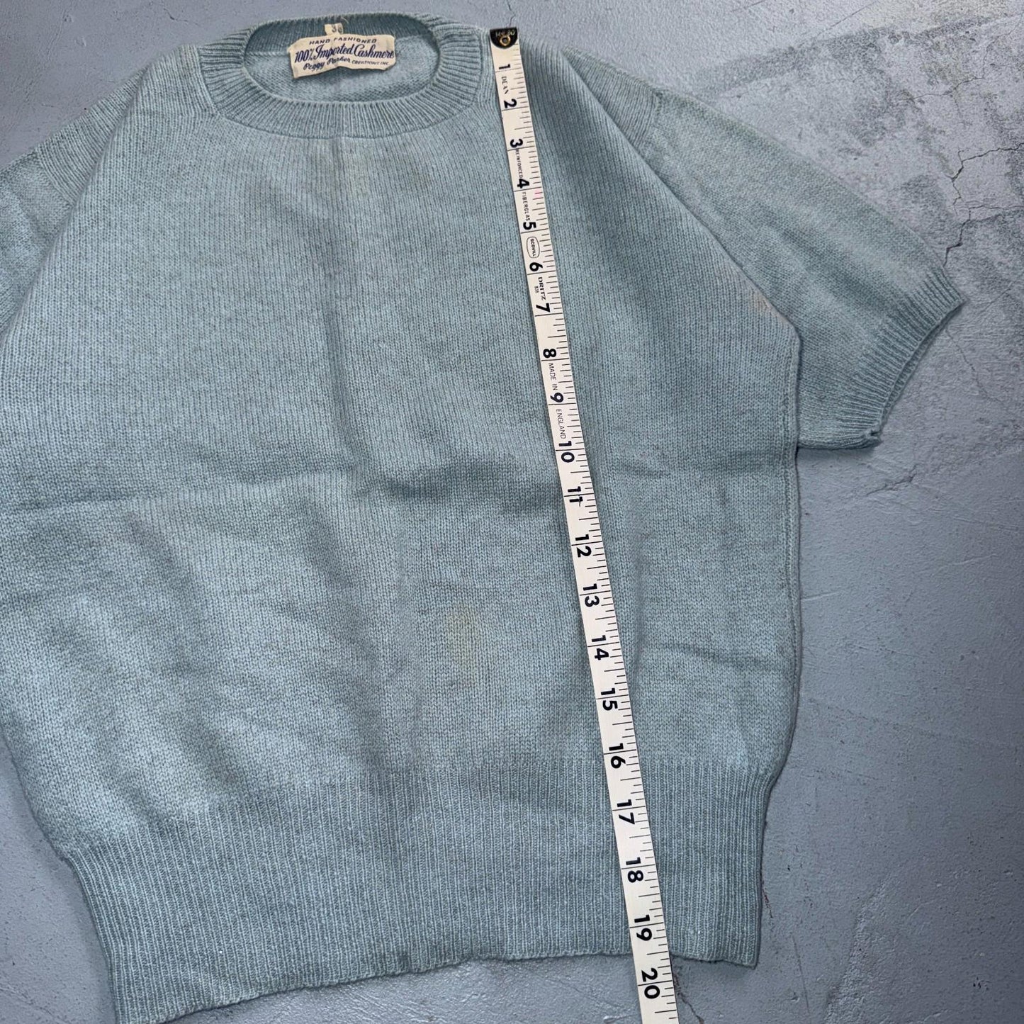 VTG 1940s 1950s Wool Cashmere Sweater Rockabilly Womens Mod Knit Blue Peggy Park