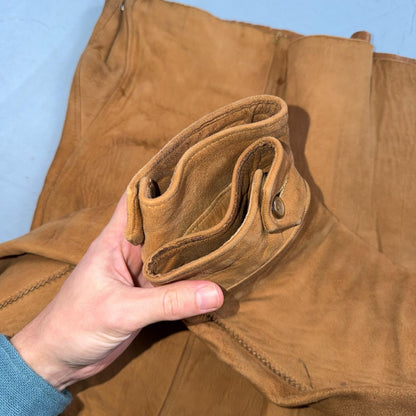 VTG 1940s Union Suede Pullover Leather Lace Up Cowboy Rockabilly Rodeo 40s Shirt