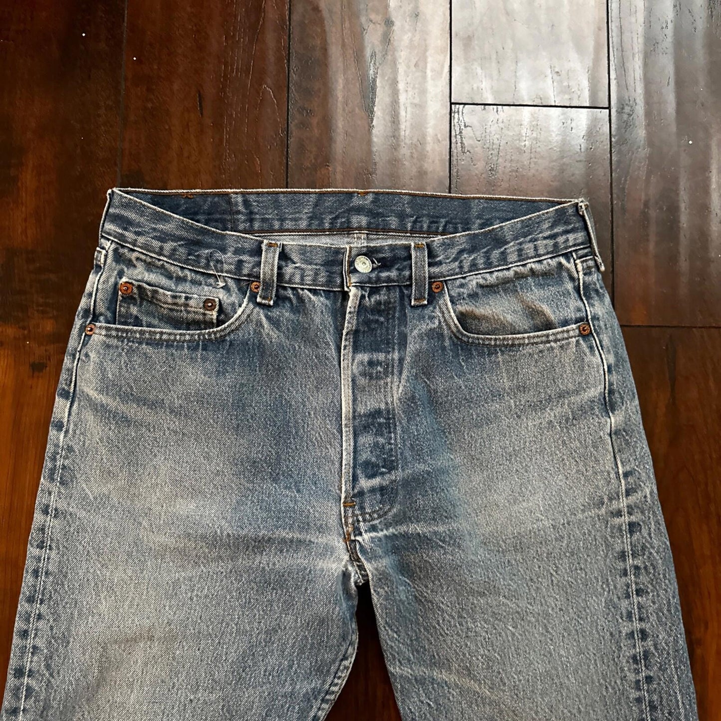 VTG 80s Levis 501 Button Fly 35x32 USA Tag Jeans Straight Wash Blue XX Act 31x31