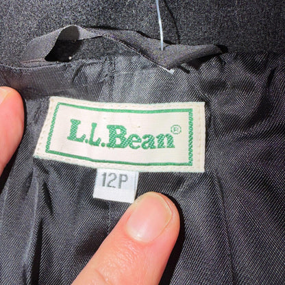 VTG LL Bean Blazer Womens 12P Black Wool Cashmere Blend 2 Button Jacket