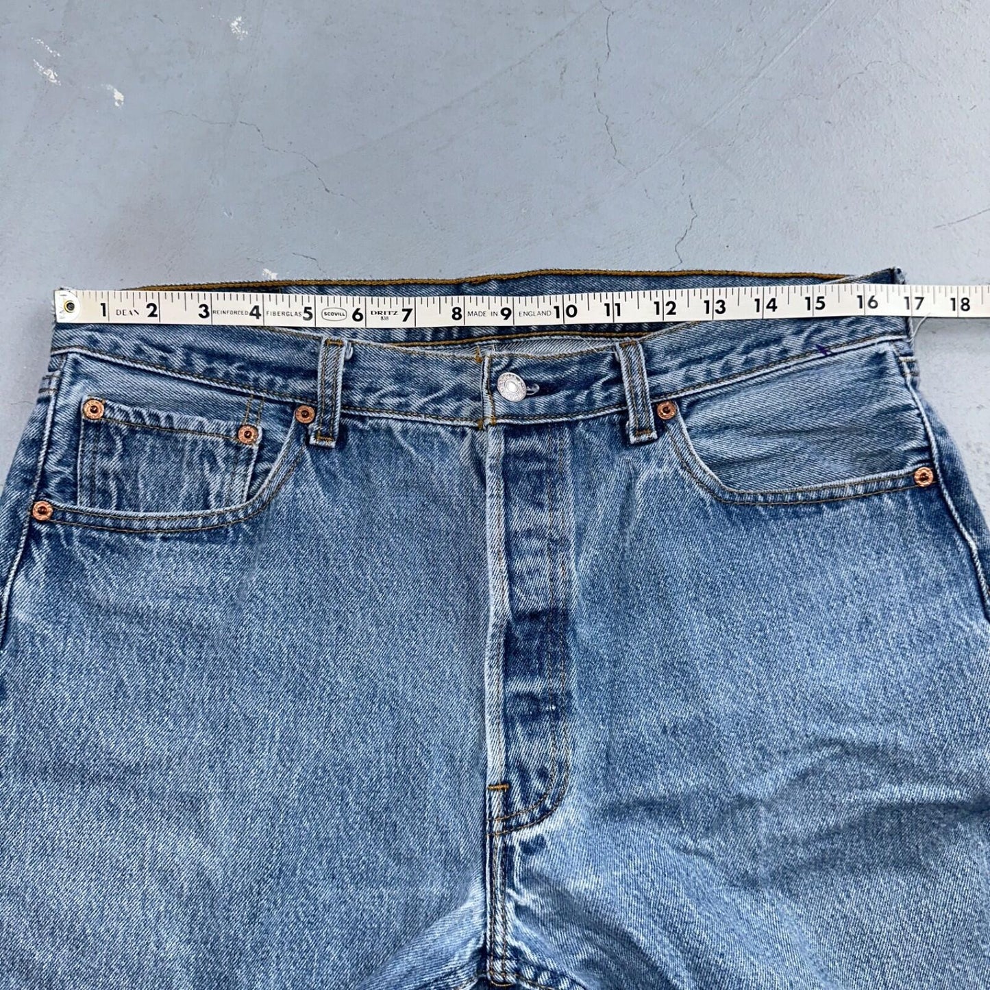 Levis 501 Vintage 90s USA XX Straight Leg Jeans Blue Light Wash 35x34 Act 33x30