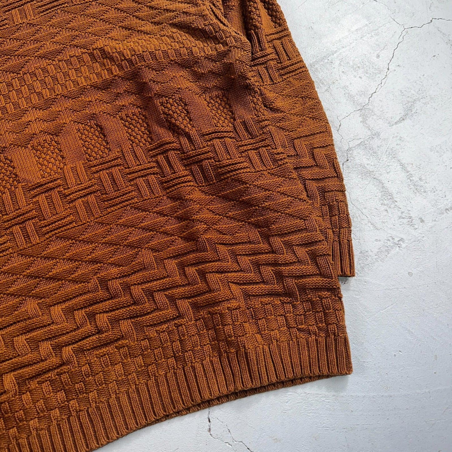 Vintage Saks Fifth Avenue Sweater 100% Cotton Mens M Brown Pullover Mock Neck