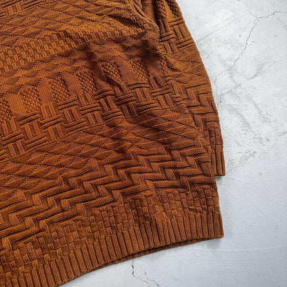 Vintage Saks Fifth Avenue Sweater 100% Cotton Mens M Brown Pullover Mock Neck