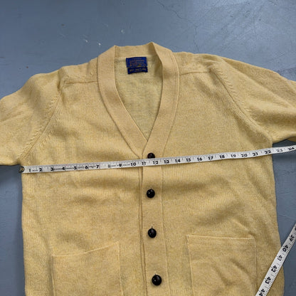 Pendleton VTG Mens Yellow Shetland Virgin Wool Button V Neck Cardigan Sweater 70