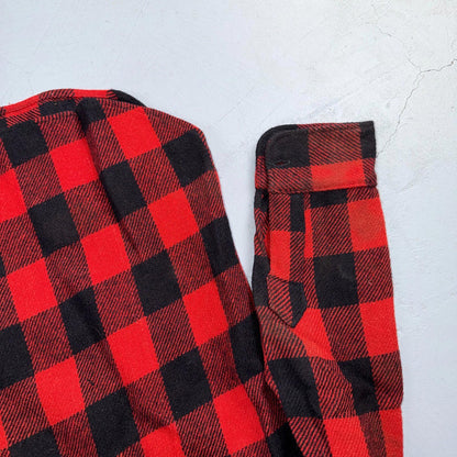 VTG 1940s Penneys Jacket Red Black Wool Buffalo Plaid 40s 50s Flannel Shirt Wool