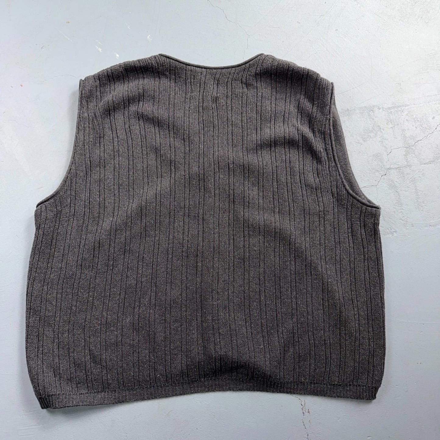 VTG Men's XL Knit Vest Sleeveless Button Up Gray Old Glory Grandpacore Work 90s