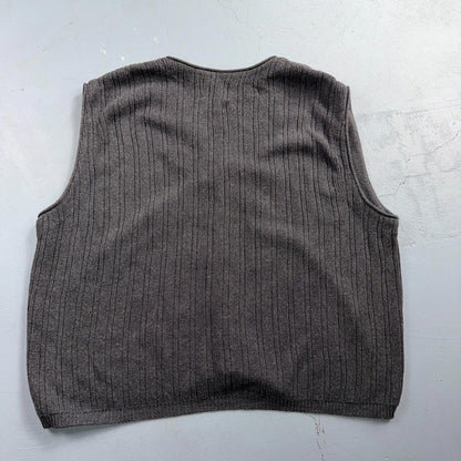 VTG Men's XL Knit Vest Sleeveless Button Up Gray Old Glory Grandpacore Work 90s