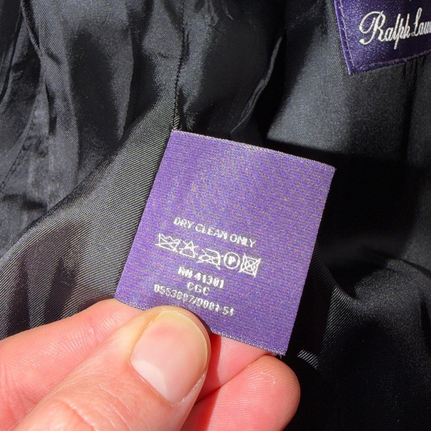 Ralph Lauren Purple Label Black Linen Suit Jacket Mens 44R Pinstripe $3,995 VTG