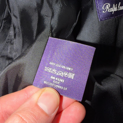 Ralph Lauren Purple Label Black Linen Suit Jacket Mens 44R Pinstripe $3,995 VTG