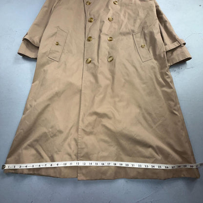 Burberry Mens 42L Trench Coat Jacket Camel Hair Double Breasted Wool Liner VTG