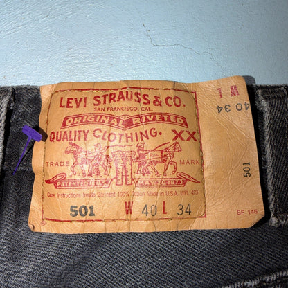 Levis 501 Vintage 90s USA XX Straight Leg Jeans Black Light Wash 40x34 Act 37x33
