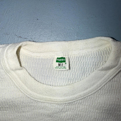 Vintage Hanes Green Tag Waffle Knit Thermal Shirt 70s M Long White 1970s White