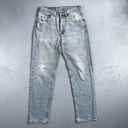 Levis 501 Vintage 90s Straight Leg Jeans 32x30 80s Light Wash Act 28x30 Thrashed