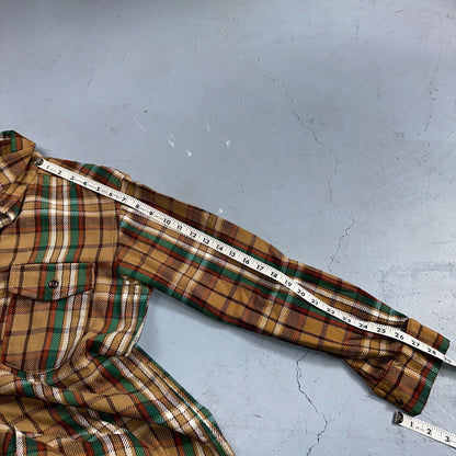VTG Big Mac JC Penneys Thick 100% Cotton Flannel Work Shirt M 70s Plaid Thrashed