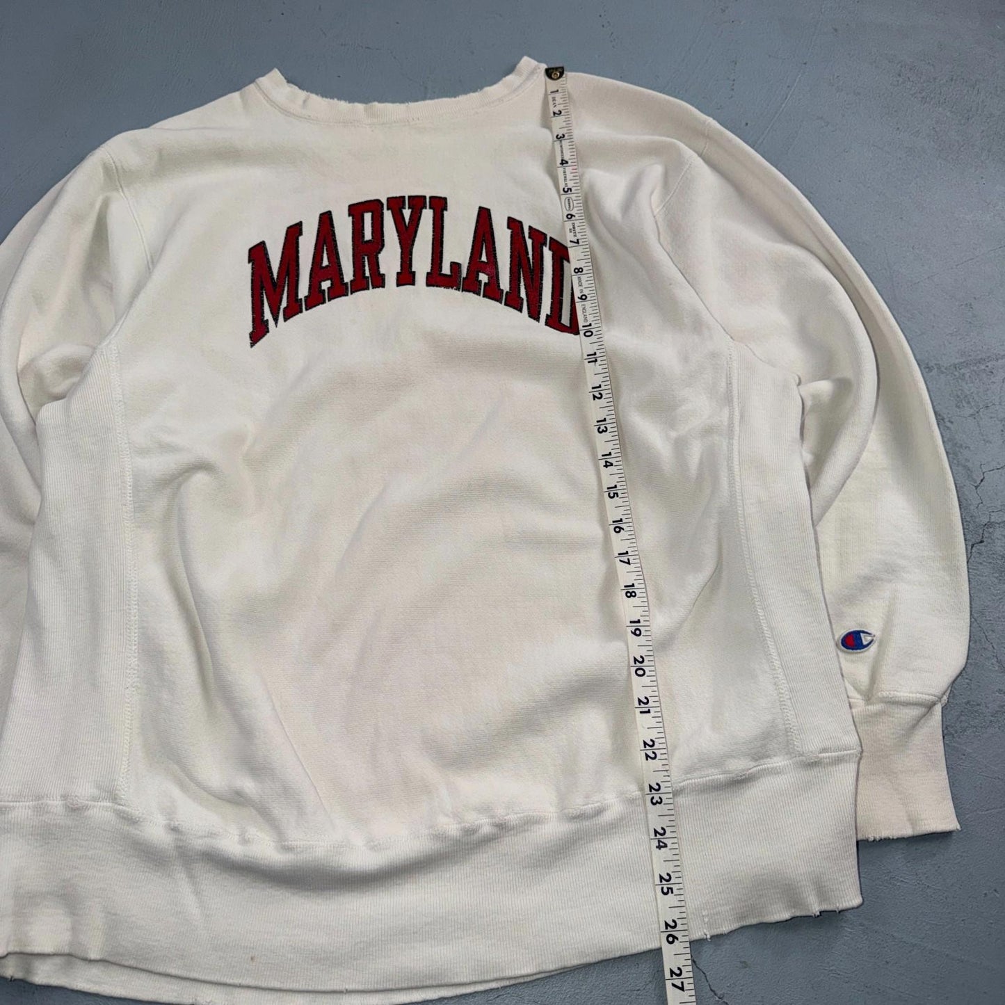 VTG 80s Champion Reverse Weave Crewneck Sweatshirt White USA Maryland College