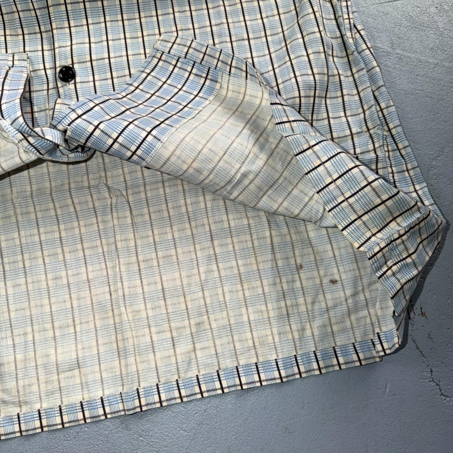 Vintage 1950s Loop Collar Truval Cotton Rockabilly Shirt Small Checkered 50s 60s
