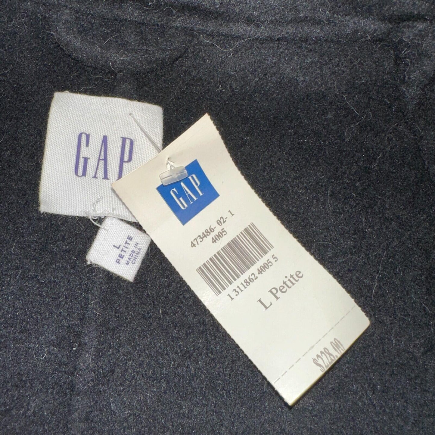 Gap Jacket Womens Large Black Wool Button Over Pea Coat Pocket Dressy Career