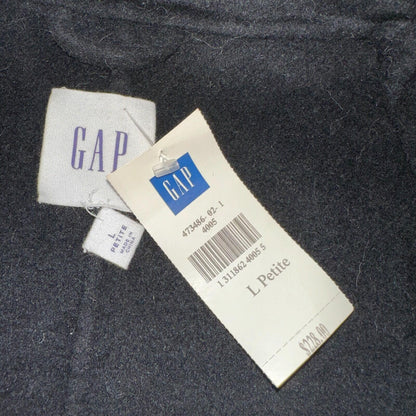 Gap Jacket Womens Large Black Wool Button Over Pea Coat Pocket Dressy Career