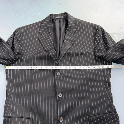 Ralph Lauren Purple Label Black Linen Suit Jacket Mens 44R Pinstripe $3,995 VTG