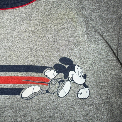 Vintage 80s Disney Casuals Marathon Mickey Mouse Ringer T Shirt Large Stripes