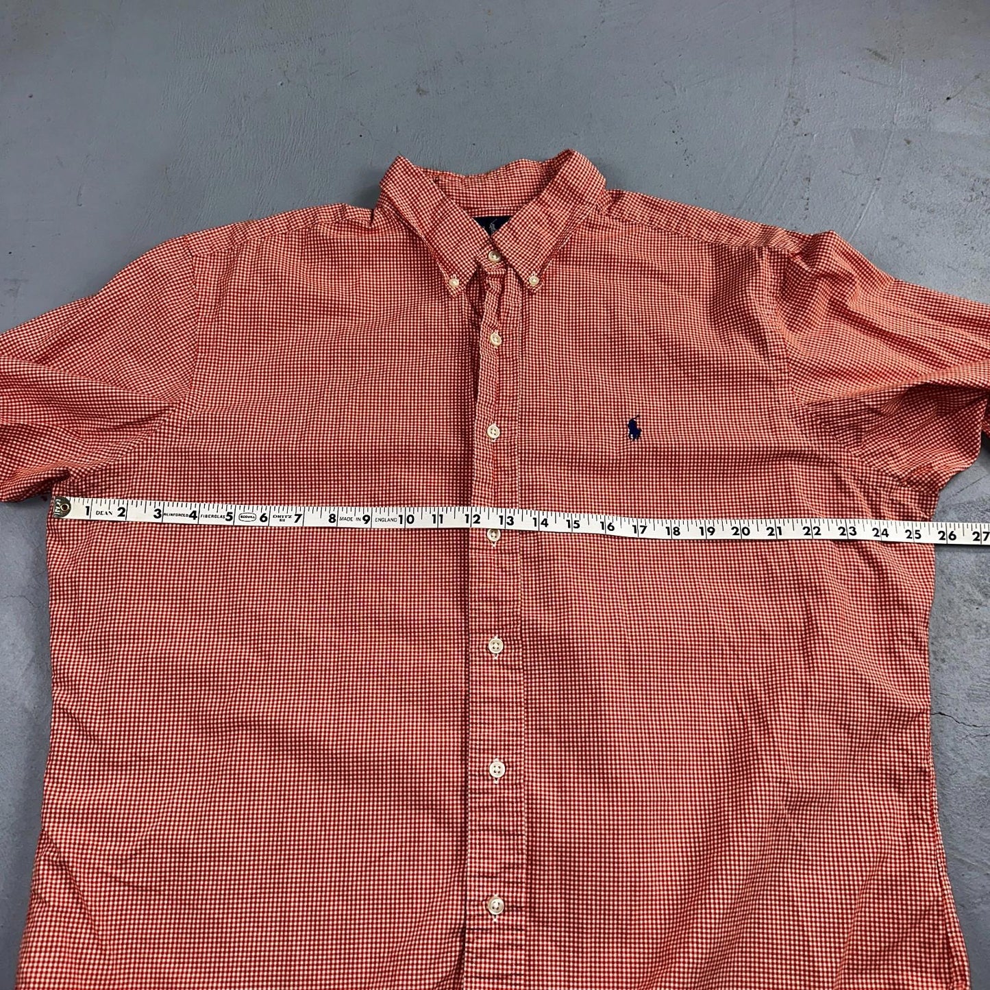 Ralph Lauren XL Red Gingham Button Down Shirt Classic Fit Long Sleeve VTG