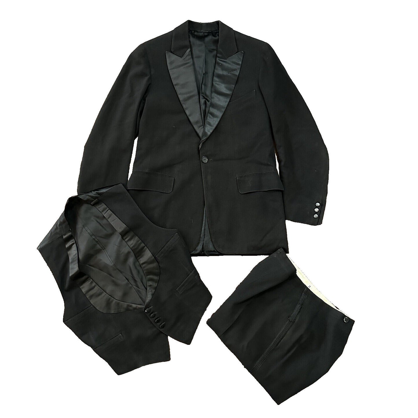 VTG 1920s Mens 3 PC Suit Tuxedo Coat Jacket Pants Wool Thorsen Gray 20s 30s