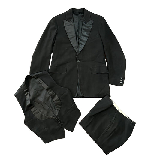 VTG 1920s Mens 3 PC Suit Tuxedo Coat Jacket Pants Wool Thorsen Gray 20s 30s