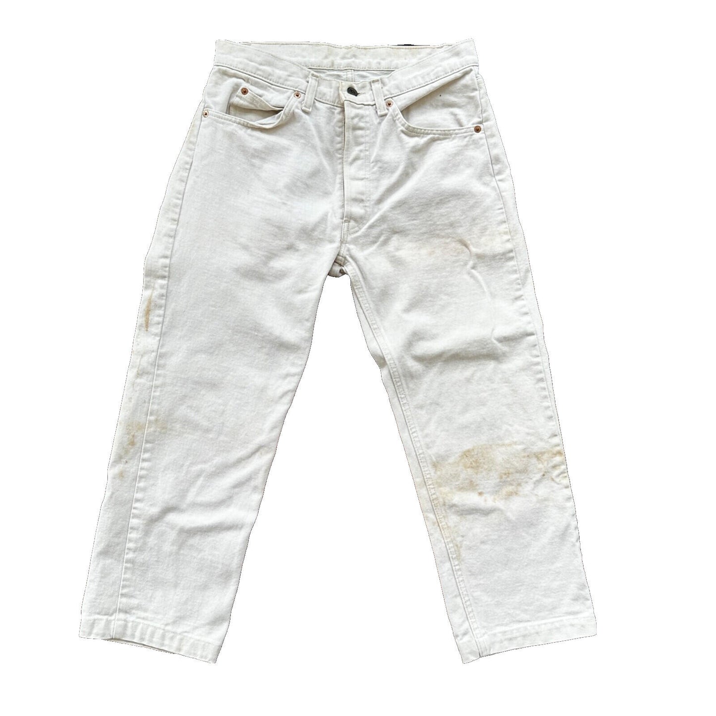 Vintage 80s Levis 501 USA 30x24 Tag Jeans 80s White Bleach Wash Act Worn Capri