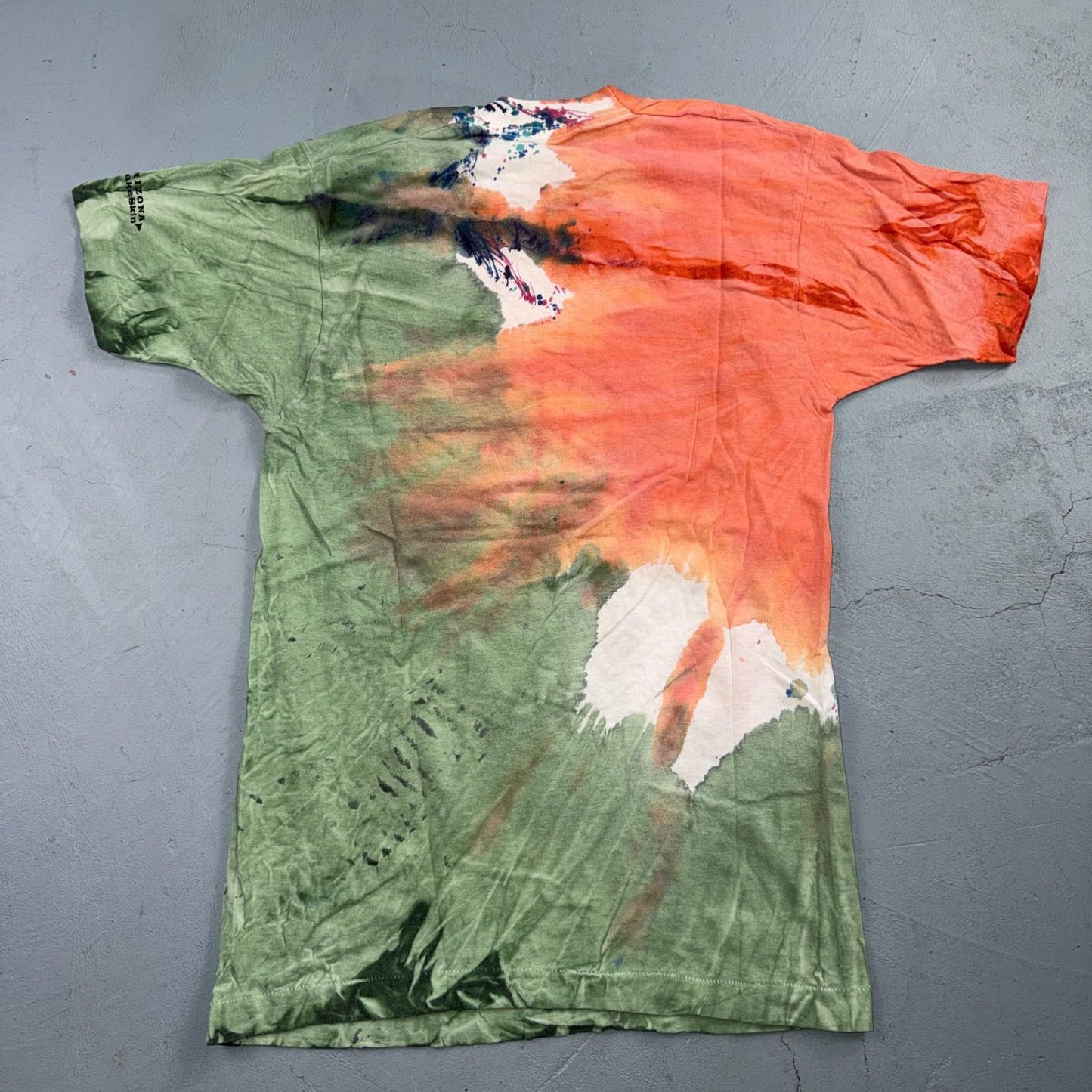 Arizona Snake Skin Tie Dye Vintage T Shirt 80s Single Stitch Green Red 1980s Rap